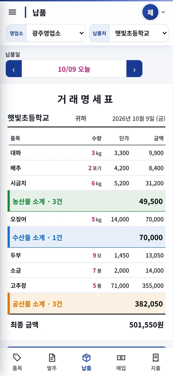 휴대폰 거래명세표
